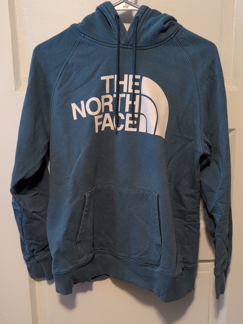 The North Face Teal Blue Crewneck Hoodie with White Logo